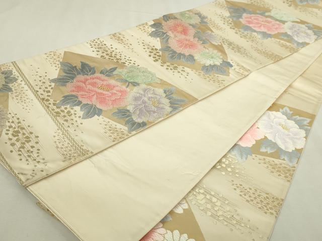 平和屋本店▼六通柄袋帯　唐織　草花文　純絵箔貮拾四金　正絹　逸品　DABI1246sf