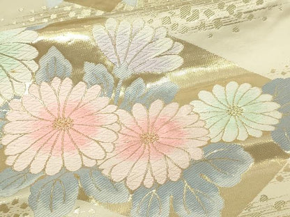 平和屋本店▼六通柄袋帯　唐織　草花文　純絵箔貮拾四金　正絹　逸品　DABI1246sf