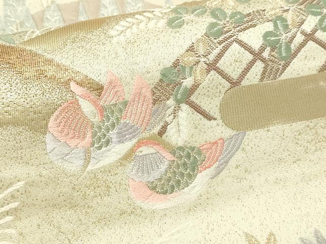平和屋本店▼六通柄袋帯　唐織　九百錦　風景草花文　純金箔　正絹　逸品　DABI1248sf