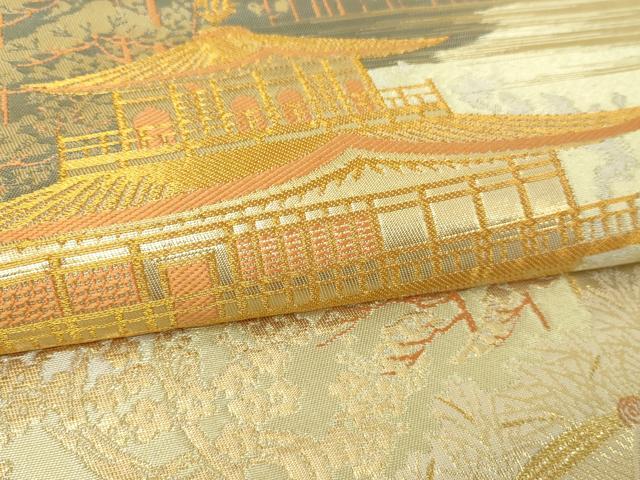 平和屋本店▼六通柄袋帯　鹿苑寺庭園　本金箔24Ｋ　正絹　逸品　DABI1249sf