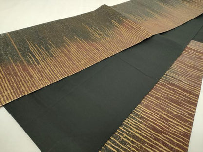 平和屋本店▼六通柄袋帯　霞文　本漆純金箔　正絹　逸品　DABI1255sf