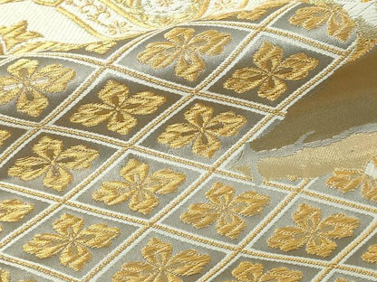 平和屋本店▼六通柄袋帯　金雲秀宝文　純金箔24ｋ　正絹　逸品　DABI1257sf