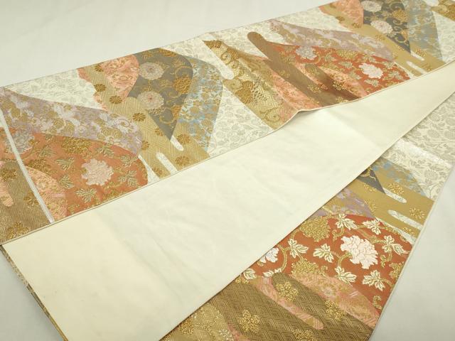 平和屋本店▼六通柄袋帯　更紗花文　本金箔24Ｋ　正絹　逸品　DABI1258sf