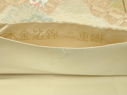 平和屋本店▼六通柄袋帯　唐織　風景草花文　松竹梅　本金箔錦　二重織　正絹　逸品　DABI1264sf