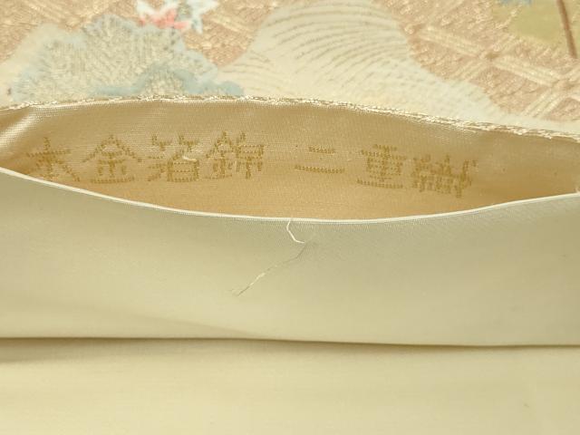 平和屋本店▼六通柄袋帯　唐織　風景草花文　松竹梅　本金箔錦　二重織　正絹　逸品　DABI1264sf