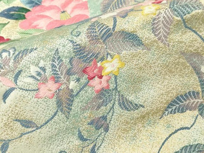 平和屋本店▼「美しいキモノ」お馴染みのメーカー　となみ織物　六通柄袋帯　唐織　地紙草花文　純金箔　正絹　逸品　DABI1266sf