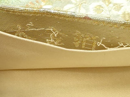 平和屋本店▼六通柄袋帯　草花文　本金箔　正絹　逸品　DABI1269sf