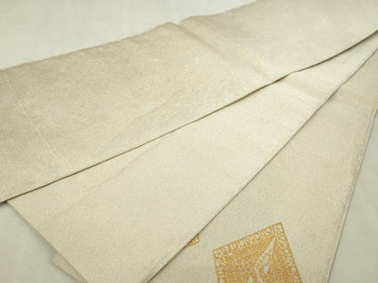 平和屋本店▼六通柄袋帯　つづれ織　松鶴菱取文　本金箔24Ｋ　正絹　逸品　DABI1272sf