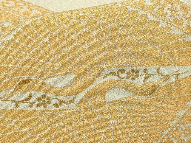 平和屋本店▼六通柄袋帯　つづれ織　松鶴菱取文　本金箔24Ｋ　正絹　逸品　DABI1272sf