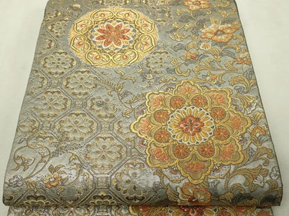平和屋本店▼六通柄袋帯　更紗天井華紋　本金象嵌重ね箔　正絹　逸品　DABI1273sf