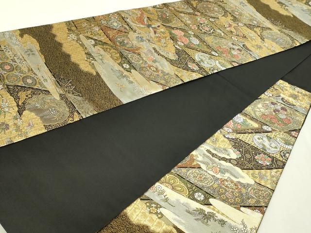 平和屋本店▼西陣　いづくら謹製　六通柄袋帯　鳳凰花鳥文　本金箔　証紙付き　正絹　逸品　DABI1277sf