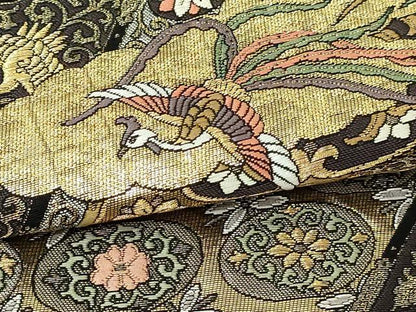 平和屋本店▼西陣　いづくら謹製　六通柄袋帯　鳳凰花鳥文　本金箔　証紙付き　正絹　逸品　DABI1277sf