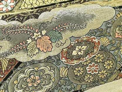 平和屋本店▼西陣　いづくら謹製　六通柄袋帯　鳳凰花鳥文　本金箔　証紙付き　正絹　逸品　DABI1277sf