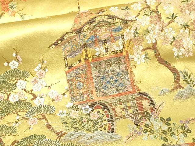 平和屋本店●廣裳佳苑謹製　六通柄袋帯　祇園祭絵文　本金箔　金泥箔　共箱付き　正絹　逸品　DABI1279sf