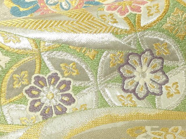 平和屋着物▼西陣　六通柄袋帯　正倉院花文　金美抄　長尺　正絹　逸品　DABI1282sf
