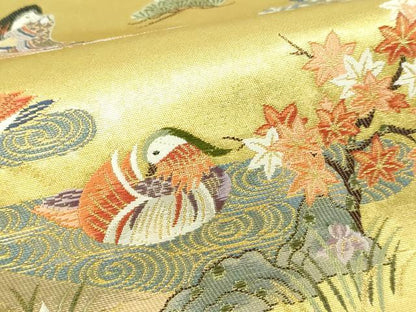 平和屋本店●西陣　廣裳佳苑謹製　太鼓柄袋帯　源氏物語シリーズ　春日の里絵文　本金箔　金泥箔　分析通知書付き　正絹　逸品　DABI1285sf