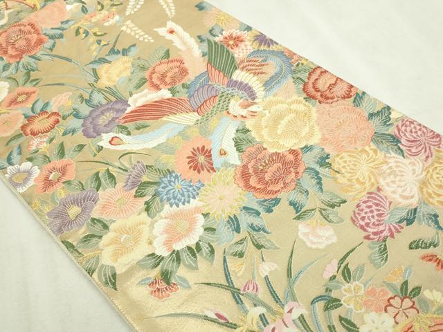 平和屋本店▼六通柄袋帯　唐織　延寿慶祥文　九百本金弐重織　正絹　逸品　DABI1288sf