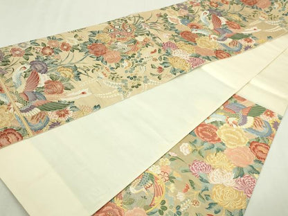 平和屋本店▼六通柄袋帯　唐織　延寿慶祥文　九百本金弐重織　正絹　逸品　DABI1288sf