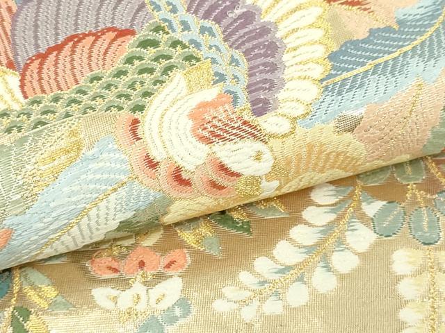 平和屋本店▼六通柄袋帯　唐織　延寿慶祥文　九百本金弐重織　正絹　逸品　DABI1288sf