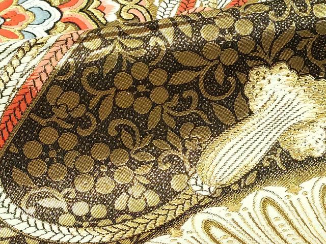 平和屋本店▼六通柄袋帯　唐織　九百錦　正倉院花文　本金二丁箔　正絹　逸品　DABI1291sf