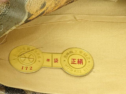 平和屋本店▼西陣　岡文織物謹製　六通柄袋帯　和漢朗詠染　長生殿蒔絵図　本金箔　上代45万　証紙付き　正絹　逸品　DABI1293sf