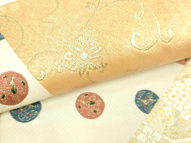 平和屋本店▼太鼓柄袋帯　花唐草文　本金箔　正絹　逸品　DABI1300sf