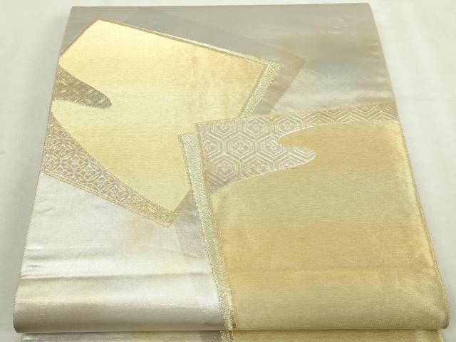平和屋着物▼六通柄袋帯　色紙花文　金砂　正絹　逸品　DABI1303sf