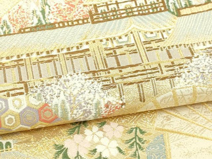 平和屋本店▼六通柄袋帯　平安の調べ　九百　本金箔　鈴乃屋扱い　正絹　逸品　DABI1305sf