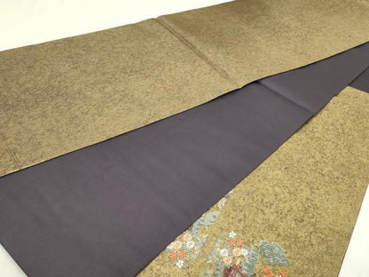 平和屋本店●太鼓柄袋帯　楽園鳥絵文　本金箔　金泥箔　正絹　逸品　DABI1307sf