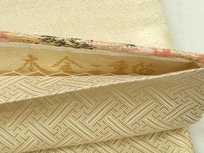 平和屋本店▼六通柄袋帯　風景草花文　本金二重箔　正絹　逸品　DABI1308sf