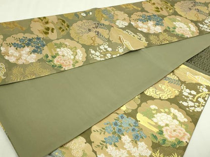 平和屋本店▼六通柄袋帯　粋峰琳派　本金箔　正絹　逸品　DABI1310sf