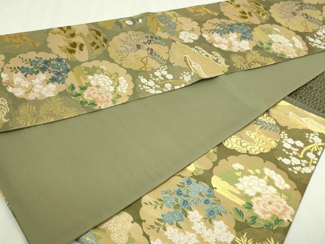 平和屋本店▼六通柄袋帯　粋峰琳派　本金箔　正絹　逸品　DABI1310sf
