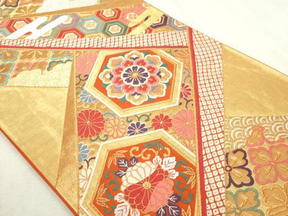 平和屋本店▼六通柄袋帯　唐織　能衣裳文　本金織　正絹　逸品　DABI1313sf