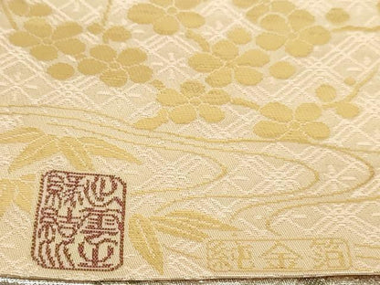 平和屋本店▼両面　全通柄袋帯　花蝶丸文　純金箔　正絹　逸品　DABI1314sf