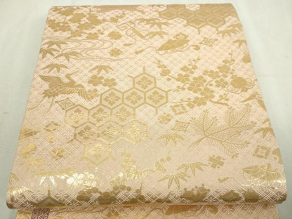 平和屋本店▼両面　全通柄袋帯　花蝶丸文　純金箔　正絹　逸品　DABI1314sf
