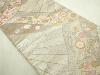 平和屋本店▼両面　全通柄袋帯　花蝶丸文　純金箔　正絹　逸品　DABI1314sf