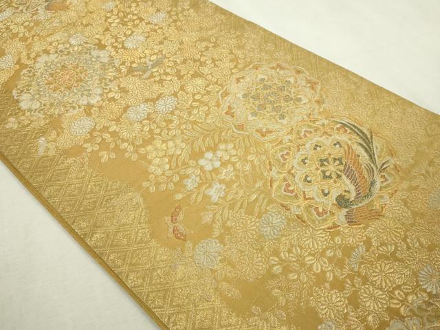 平和屋本店▼六通柄袋帯　草花華文　本金箔　正絹　逸品　DABI1321sf