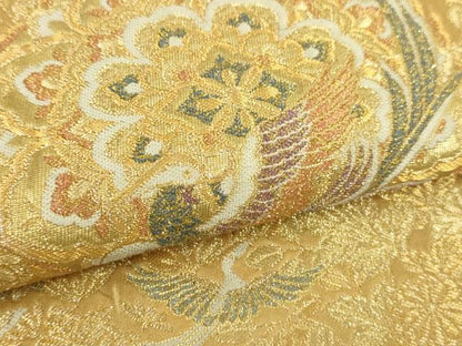 平和屋本店▼六通柄袋帯　草花華文　本金箔　正絹　逸品　DABI1321sf