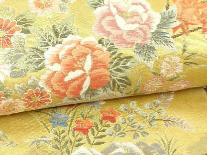 平和屋本店●太鼓柄袋帯　飛鶴花文　金泥箔　正絹　逸品　DABI1323sf