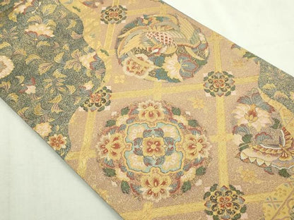 平和屋本店▼西陣　長嶋成織物　ながしま帯　六通柄袋帯　道長瑞鳳丸文　彩園　本金箔　正絹　逸品　DABI1325sf