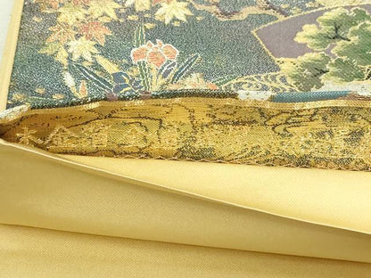 平和屋本店▼全通全景柄袋帯　世界文化遺産　洛東　本金箔　正絹　逸品　DABI1327sf