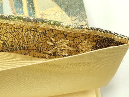 平和屋本店▼全通全景柄袋帯　世界文化遺産　洛東　本金箔　正絹　逸品　DABI1327sf