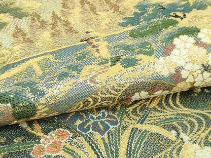平和屋本店▼全通全景柄袋帯　世界文化遺産　洛東　本金箔　正絹　逸品　DABI1327sf