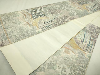 平和屋本店▼六通柄袋帯　笹竹文　24Ｋ純金箔錦　正絹　逸品　DABI1328sf