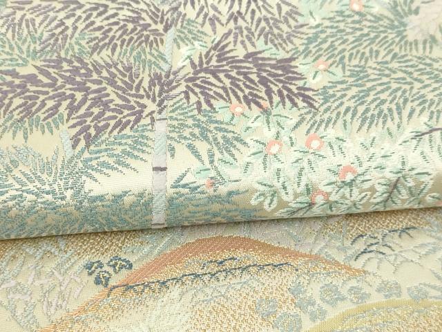 平和屋本店▼六通柄袋帯　笹竹文　24Ｋ純金箔錦　正絹　逸品　DABI1328sf