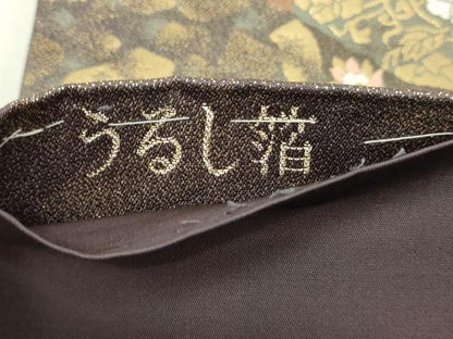 平和屋本店▼六通柄袋帯　正倉院花唐草文　うるし箔　本金箔　正絹　逸品　DABI1329sf