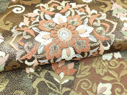 平和屋本店▼六通柄袋帯　正倉院花唐草文　うるし箔　本金箔　正絹　逸品　DABI1329sf
