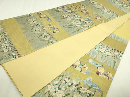 平和屋本店▼六通柄袋帯　悦琳　本金箔引箔二重織　正絹　逸品　DABI1335sf