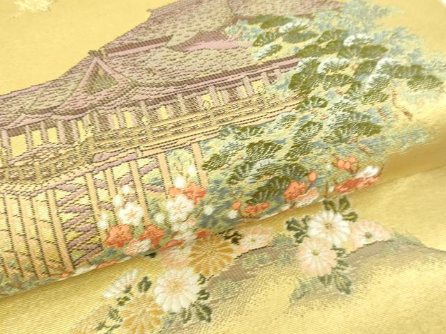 平和屋本店●西陣　太鼓柄袋帯　京百景絵図　本金箔　金泥箔　上代53万　証紙・短冊・共箱付き　ますいわ屋扱い　正絹　逸品　DABI1336sf
