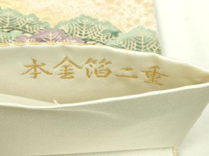 平和屋本店▼全通柄袋帯　桃山宝華松文　本金箔二重　正絹　逸品　DABI1339sf